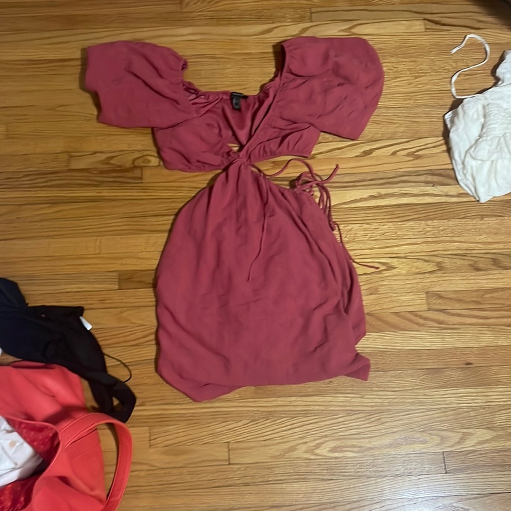 Maroon cutout mini dress